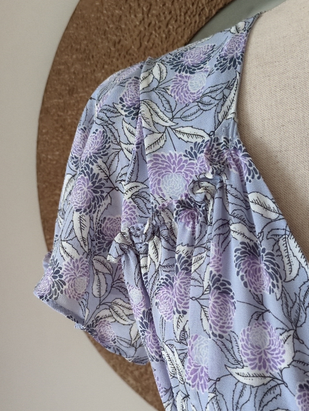 Max Studio Lilac Floral V-Neck Midi Dress - Picture 6 of 9